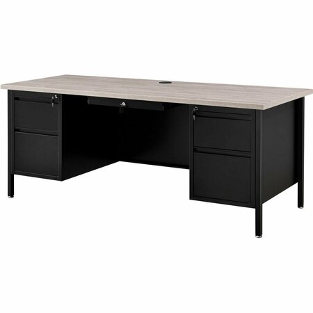 INTERION BY GLOBAL INDUSTRIAL Interion Steel Teachers Desk, 72inW x 30inD, Gray Top with Black Frame 695633GY